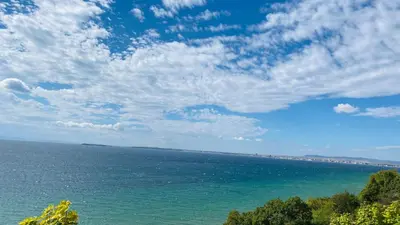 a view of the ocean under a cloudy sky at ALEX BEACH Apartello·com - Amazing apartments with sea view! in Sveti Vlas