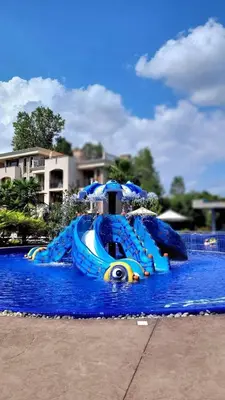 a water slide in the middle of a water park at Deluxe Appartement in Cascadas Resort Sunny Beach in Sunny Beach