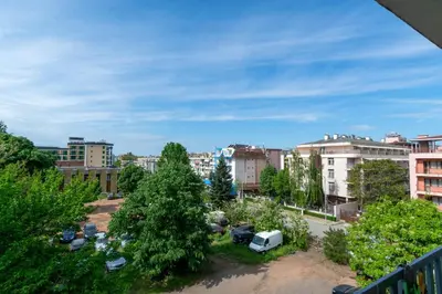 a view of a city from a balcony at Joy Apartment Sunny Beach in Sunny Beach