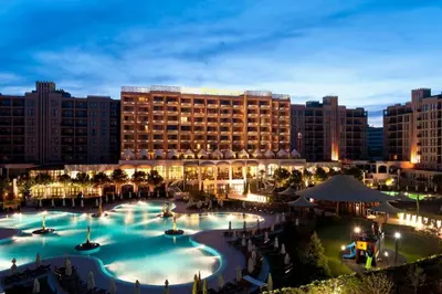 a view of a hotel with a large pool at 2 Bed, Royal Beach Barcelo Hotel in Sunny Beach