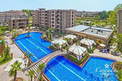 an aerial view of a pool at a resort at Luxurious Studio Apt,4* Cascadas in Sunny Beach