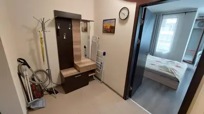a hospital room with a bed and a window at Nereya Studio in Pomorie
