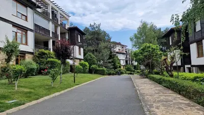 an empty street in a city with buildings at Nevena Summer Apartment by Santa Marina Sozopol in Sozopol