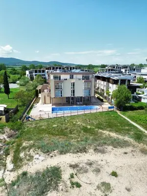 an aerial view of a house with a yard at Royal Marina Beach in Chernomorets